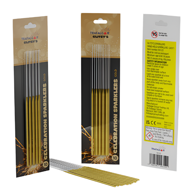 Gold Glitzy's 18cm Colour Coated Sparklers (Pack of 10)