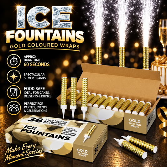 36 Gold Wrapped (15 cm) Ice Fountain Sparklers