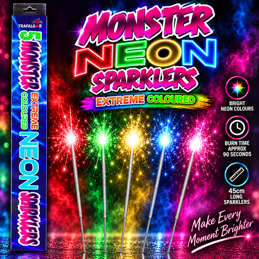 18" (45cm) Monster Neon Coloured Sparklers