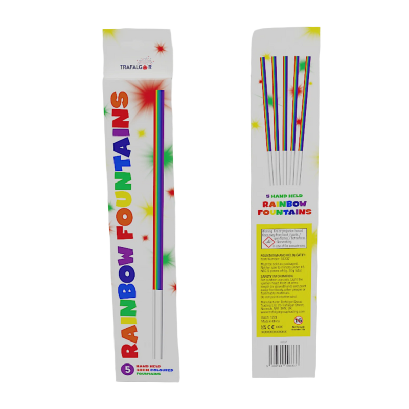 Hand Held Rainbow Colour Fountain - Pack of 5