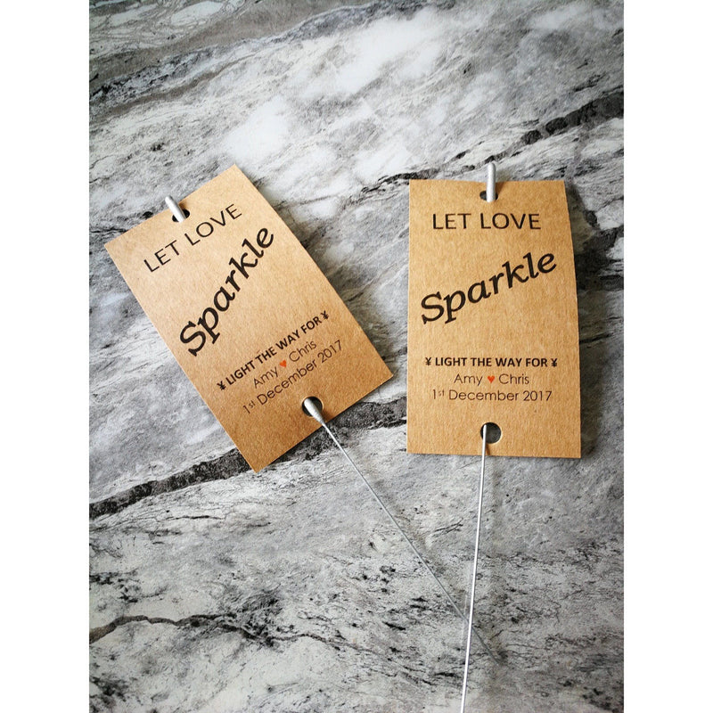 Sparkler Tags - Packs Of Personalised Printable Wedding Favour Sparkler Tags With Big Sparklers