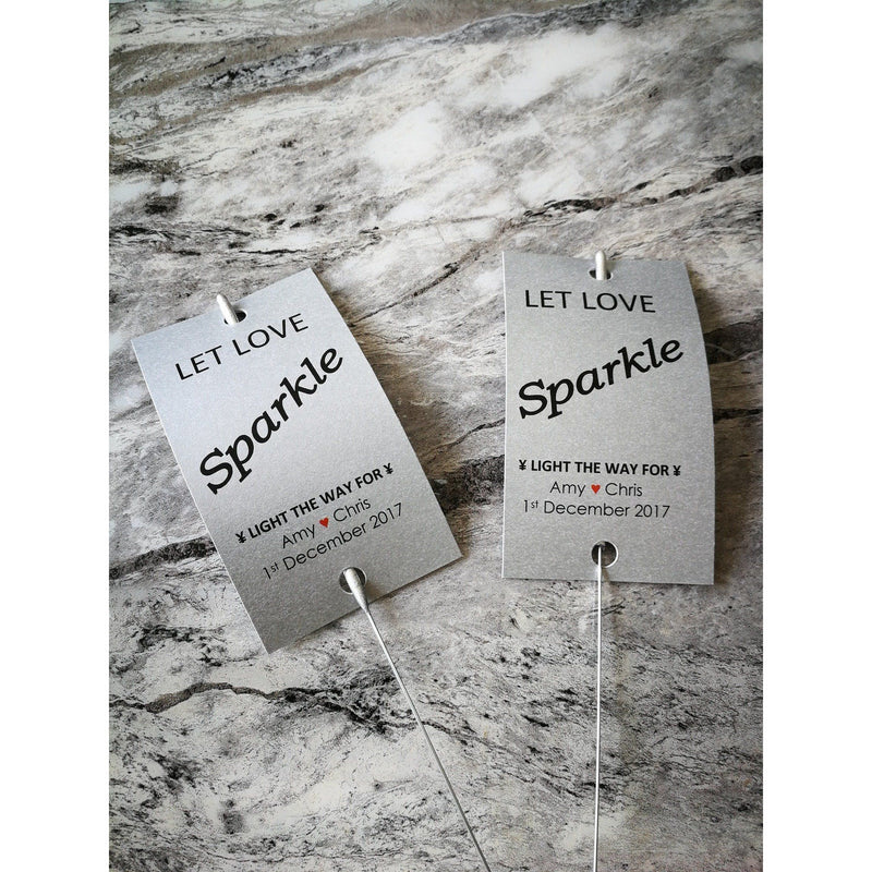 Sparkler Tags - Packs Of Personalised Printable Wedding Favour Sparkler Tags With Big Sparklers