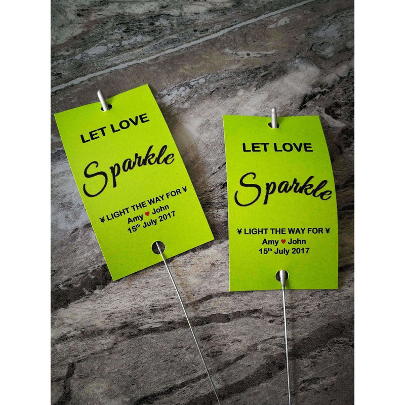 Sparkler Tags - Pack Of 50 Personalised Sparkler Tags With FREE Sparklers
