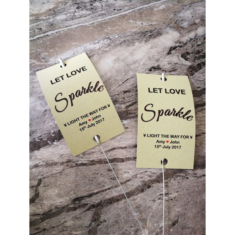 Sparkler Tags - Pack Of 50 Personalised Sparkler Tags With FREE Sparklers
