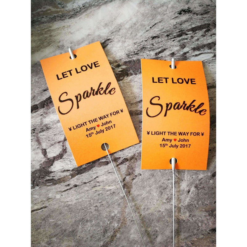 Sparkler Tags - Pack Of 50 Personalised Sparkler Tags With FREE Sparklers