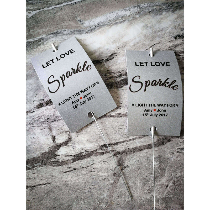 Sparkler Tags - Pack Of 50 Personalised Sparkler Tags With FREE Sparklers