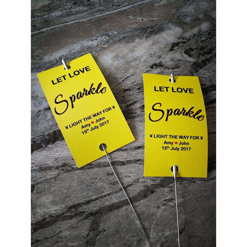 Sparkler Tags - Pack Of 50 Personalised Sparkler Tags With FREE Sparklers