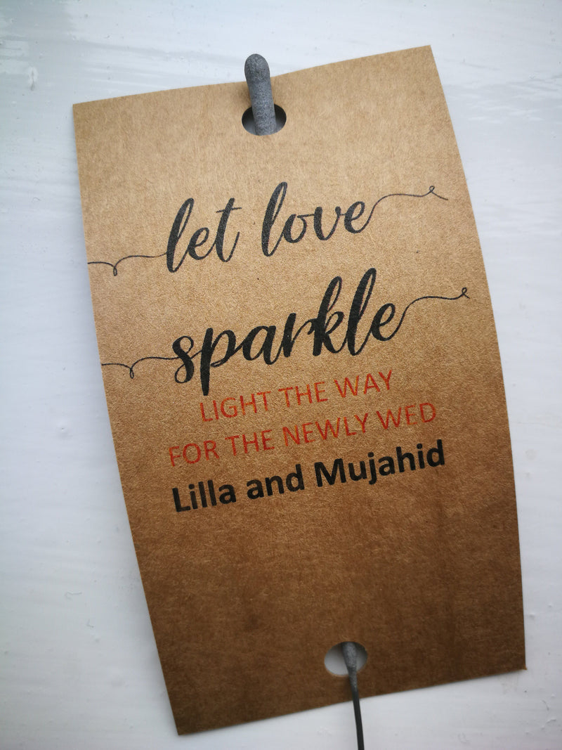 Sparkler Tags - Wedding Sparkler Custom Tags With FREE Big Massive Sparklers