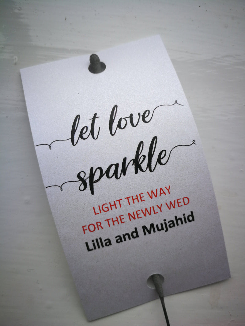Sparkler Tags - Wedding Sparkler Custom Tags With FREE Big Massive Sparklers