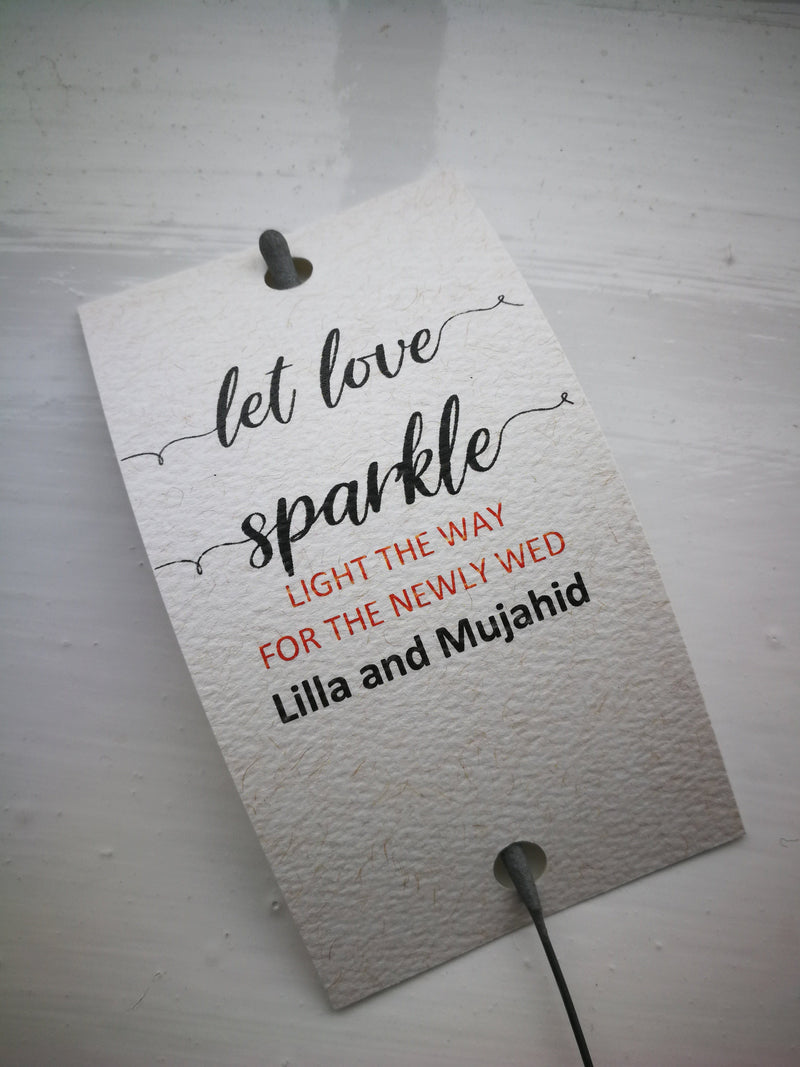 Sparkler Tags - Wedding Sparkler Custom Tags With FREE Big Massive Sparklers