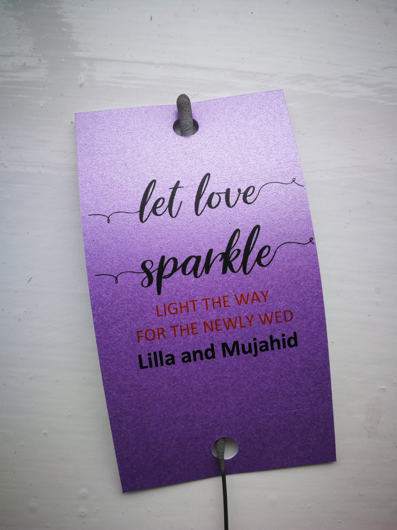 Sparkler Tags - Wedding Sparkler Custom Tags With FREE Big Massive Sparklers