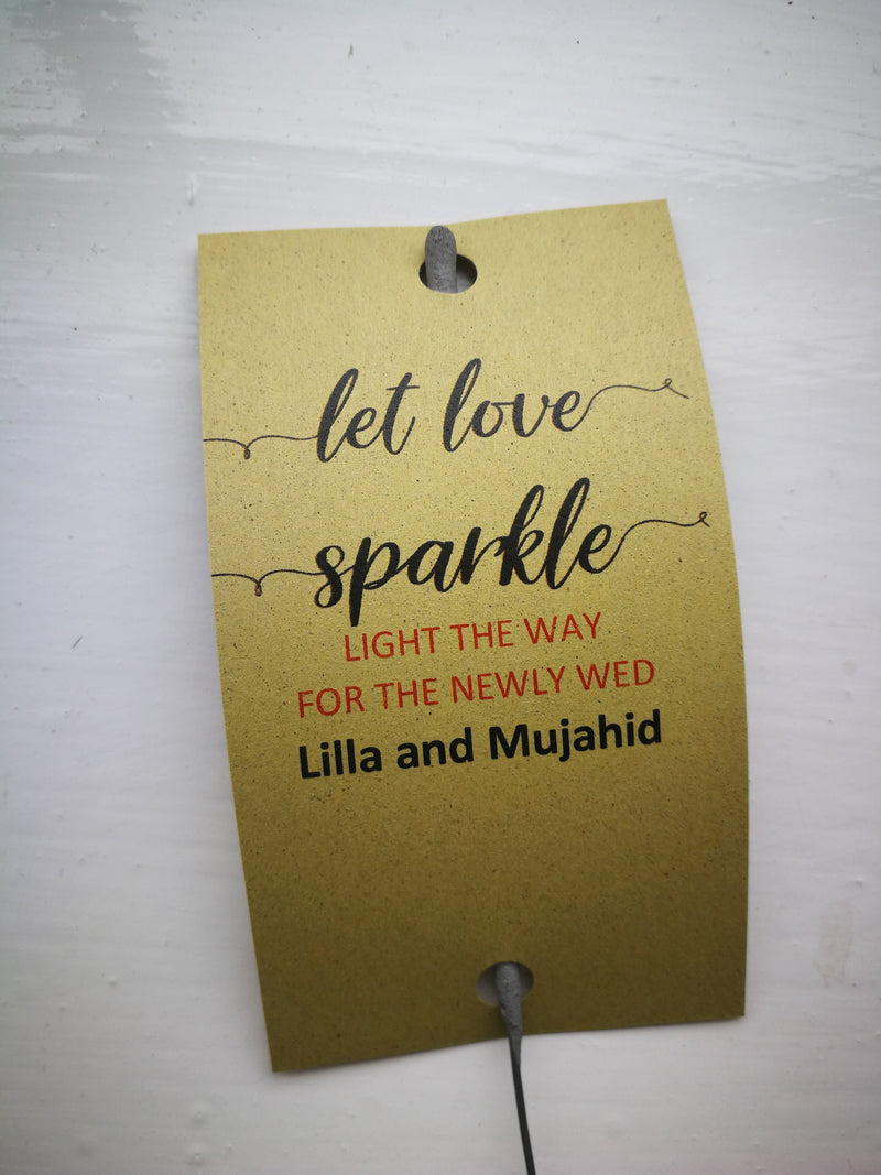 Sparkler Tags - Wedding Sparkler Custom Tags With FREE Big Massive Sparklers