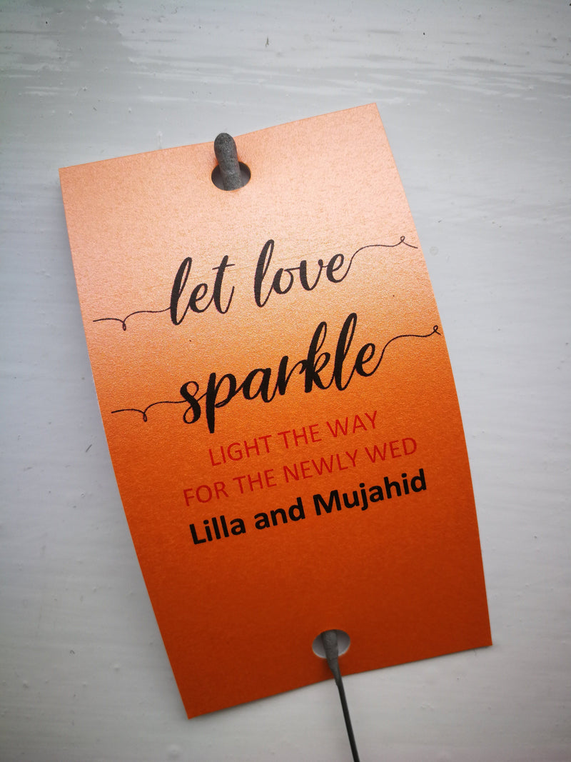Sparkler Tags - Wedding Sparkler Custom Tags With FREE Big Massive Sparklers