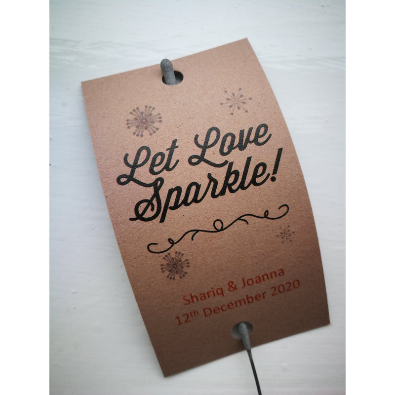 Sparkler Tags - Wedding Party Favour Tags With FREE 40 Cm Sparklers