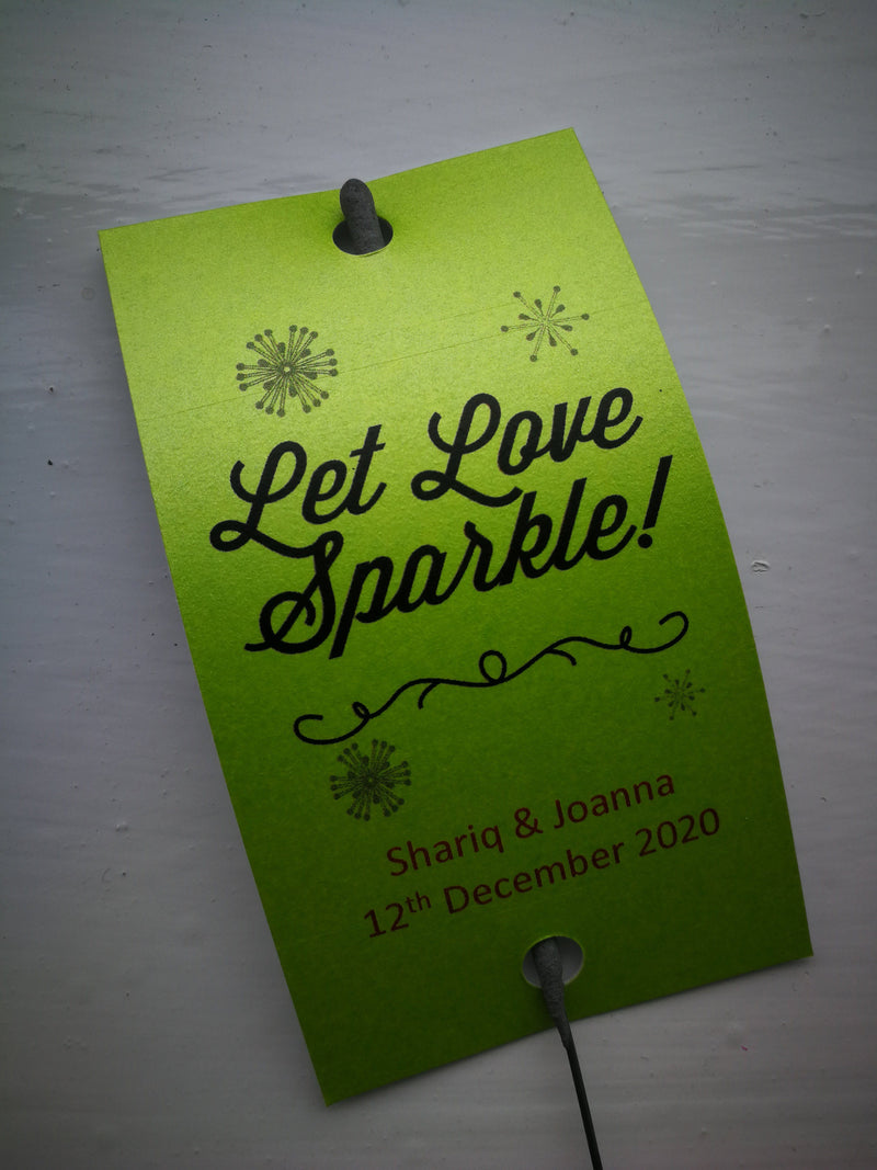 Sparkler Tags - Wedding Party Favour Tags With FREE 40 Cm Sparklers