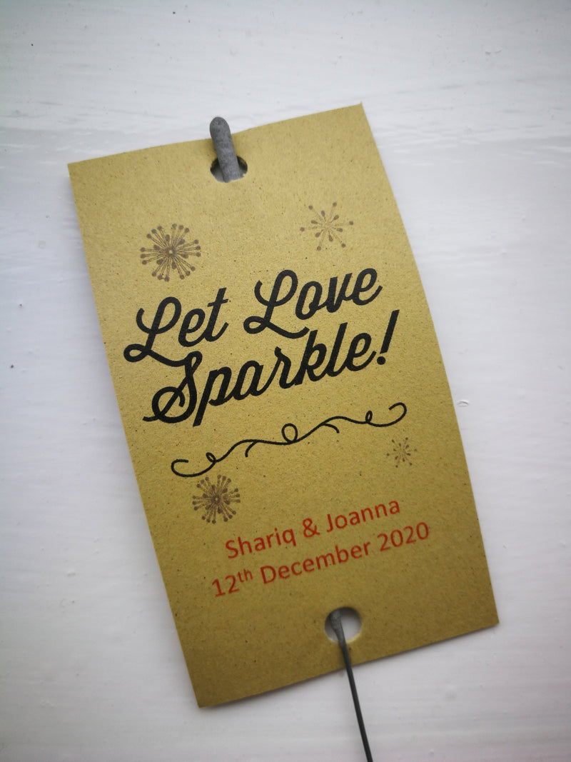 Sparkler Tags - Wedding Party Favour Tags With FREE 40 Cm Sparklers