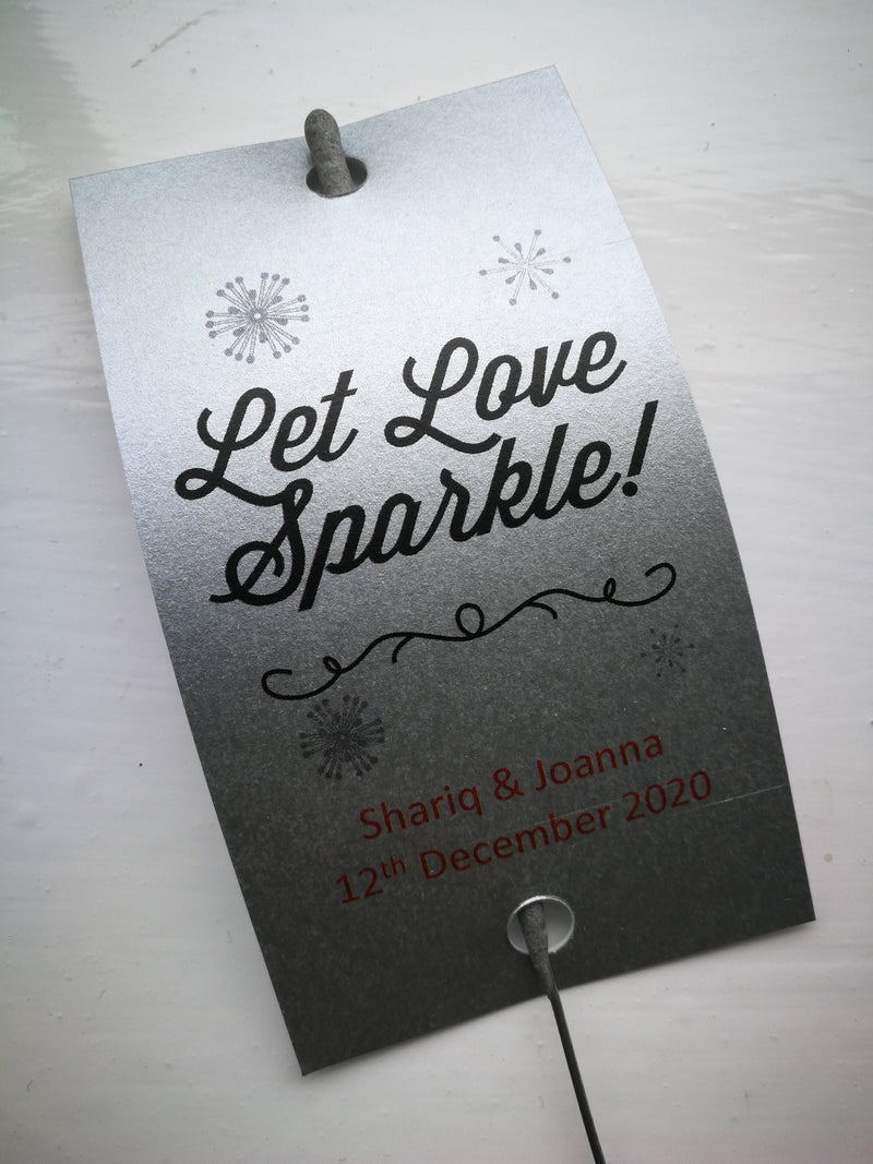 Sparkler Tags - Wedding Party Favour Tags With FREE 40 Cm Sparklers