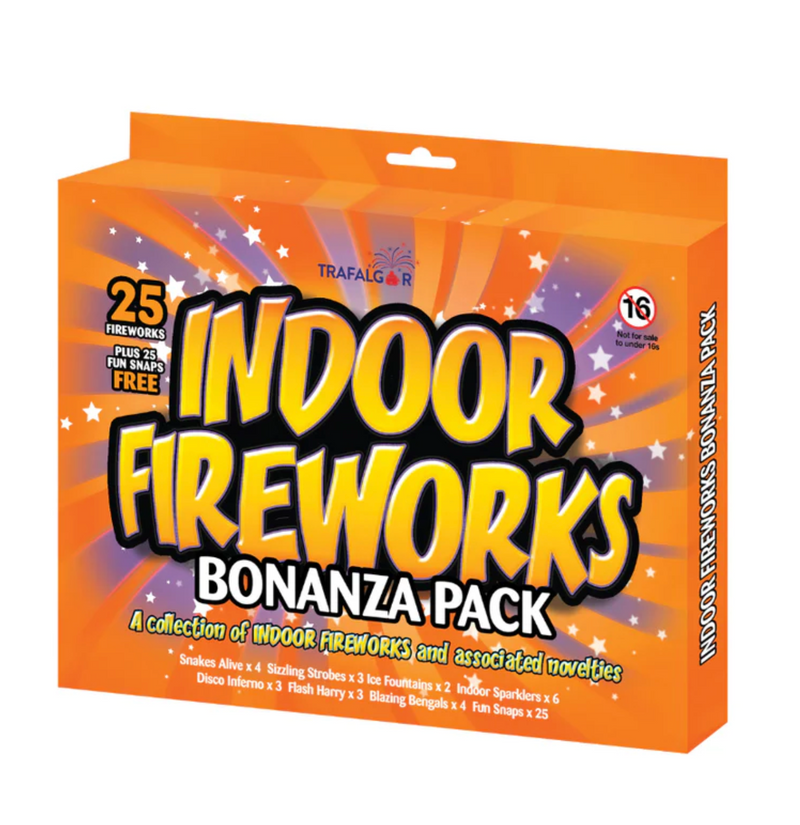 25 Assorted Indoor Fireworks Bonanza Pack (8 different effects)