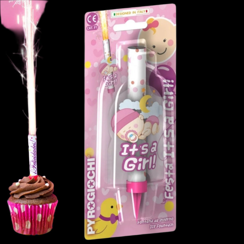 It`s A Girl Ice Fountain Sparklers 6" Inch Indoor Use (PACK OF 1)