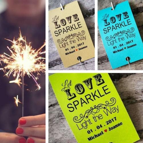 Sparkler Tags - Custom Made Wedding Favour Sleeves Including Gold Effect Sparklers