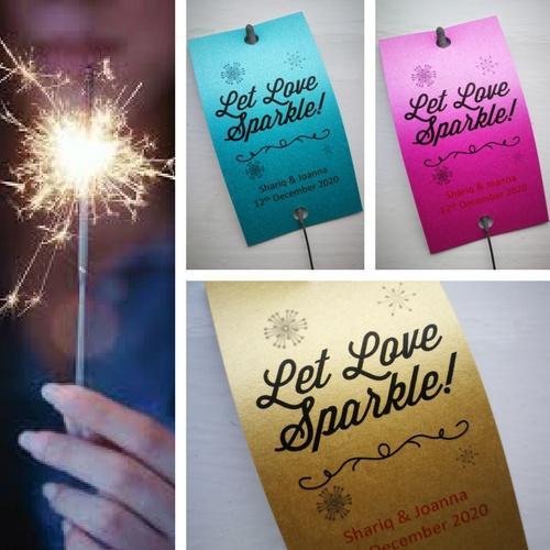 Sparkler Tags - Wedding Party Favour Tags With FREE 40 Cm Sparklers